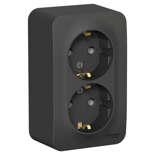 Розетка 2-м ОП Blanca 16А IP20 250В с заземл. без защ. шторок с изолир. пластиной антрацит SE BLNRA0
