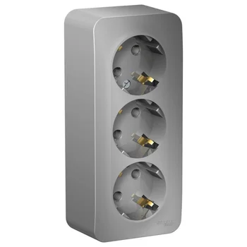 Розетка 3-м ОП Blanca 16А IP20 250В с заземл. без защ. шторок с изолир. пластиной алюм. SE BLNRA0103