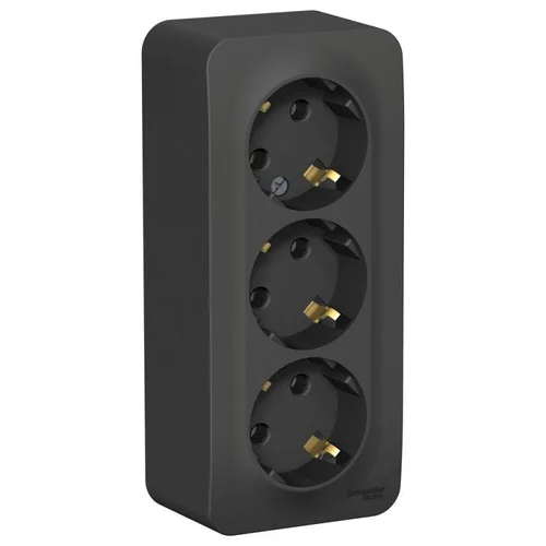 Розетка 3-м ОП Blanca 16А IP20 250В с заземл. без защ. шторок с изолир. пластиной антрацит SE BLNRA0