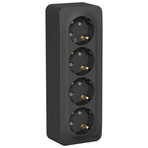 Розетка 4-м ОП Blanca 16А IP20 250В с заземл. защ. шторки с изолир. пластиной антрацит SE BLNRA01141