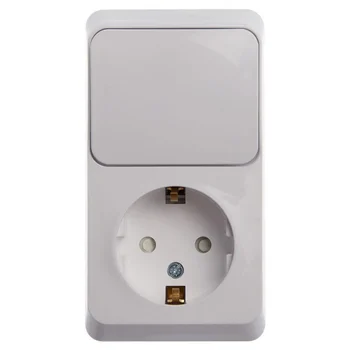 Блок ОП Этюд (1-м розетка с заземл. защ. шторки + 1-кл. выкл.) бел. SE BPA16-201B