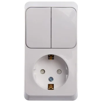 Блок ОП Этюд (1-м розетка с заземл. защ. шторки + 2-кл. выкл.) бел. SE BPA16-202B