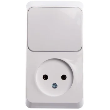 Блок ОП Этюд (1-м розетка без заземл. + 1-кл. выкл.) бел. SE BPA16-204B