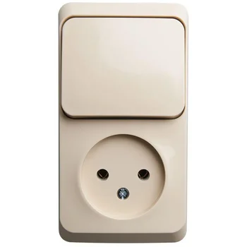Блок ОП Этюд (1-м розетка без заземл. + 1-кл. выкл.) крем. SE BPA16-204K