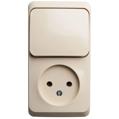 Блок ОП Этюд (1-м розетка без заземл. + 1-кл. выкл.) крем. SE BPA16-204K