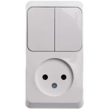 Блок ОП Этюд (1-м розетка без заземл. + 2-кл. выкл.) бел. SE BPA16-205B