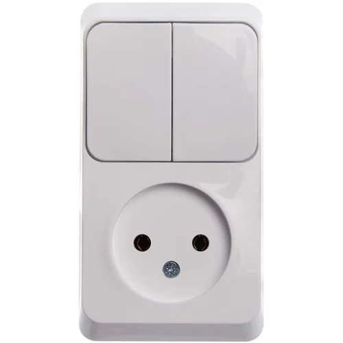 Блок ОП Этюд (1-м розетка без заземл. + 2-кл. выкл.) бел. SE BPA16-205B