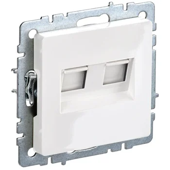 Розетка компьютерная двойная СП RJ45 кат.5E BRITE РК10-2-БрБ бел. IEK BR-K20-1-K01