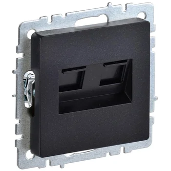 Розетка компьютерная двойная СП RJ45 кат.5E BRITE РК10-2-БрЧ черн. IEK BR-K20-1-K02