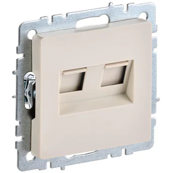 Розетка компьютерная двойная СП RJ45 кат.5E BRITE РК10-2-БрКр беж. IEK BR-K20-1-K10