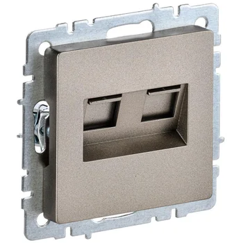 Розетка компьютерная двойная СП RJ45 кат.5E BRITE РК10-2-БрШ шампань IEK BR-K20-1-K37