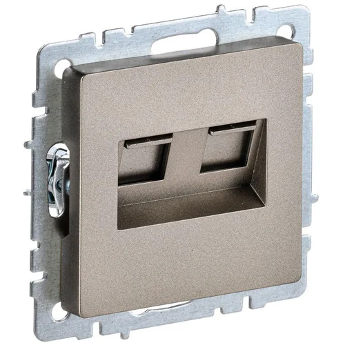 Розетка компьютерная двойная СП RJ45 кат.5E BRITE РК10-2-БрШ шампань IEK BR-K20-1-K37