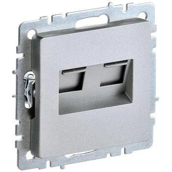 Розетка компьютерная двойная СП RJ45 кат.5E BRITE РК10-2-БрА алюм. IEK BR-K20-1-K47