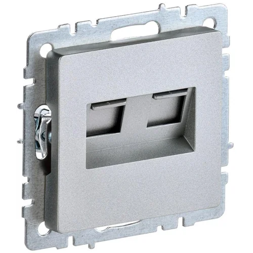 Розетка компьютерная двойная СП RJ45 кат.5E BRITE РК10-2-БрА алюм. IEK BR-K20-1-K47