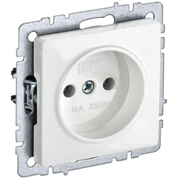 Розетка BRITE РС10-1-0-БрБ 10А без заземл. без защ. шторок бел. IEK BR-R10-10-K01