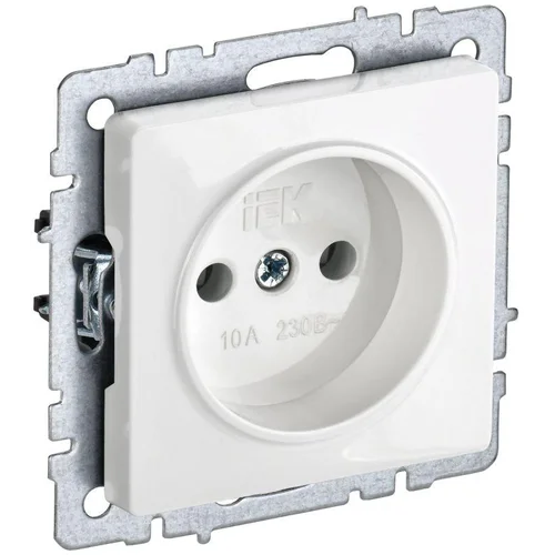 Розетка BRITE РС10-1-0-БрБ 10А без заземл. без защ. шторок бел. IEK BR-R10-10-K01