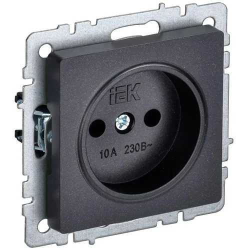 Розетка BRITE РС10-1-0-БрЧ 10А без заземл. без защ. шторок черн. IEK BR-R10-10-K02