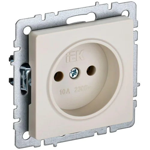 Розетка BRITE РС10-1-0-БрКр 10А без заземл. без защ. шторок беж. IEK BR-R10-10-K10