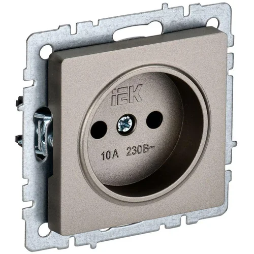 Розетка BRITE РС10-1-0-БрШ 10А без заземл. без защ. шторок шампань IEK BR-R10-10-K37