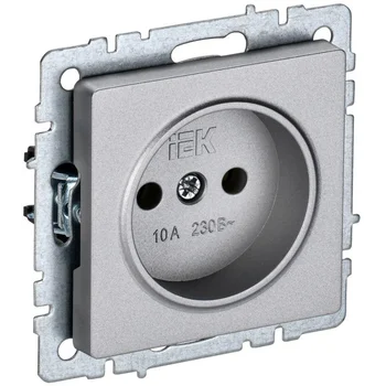 Розетка BRITE РС10-1-0-БрА 10А без заземл. без защ. шторок алюм. IEK BR-R10-10-K47