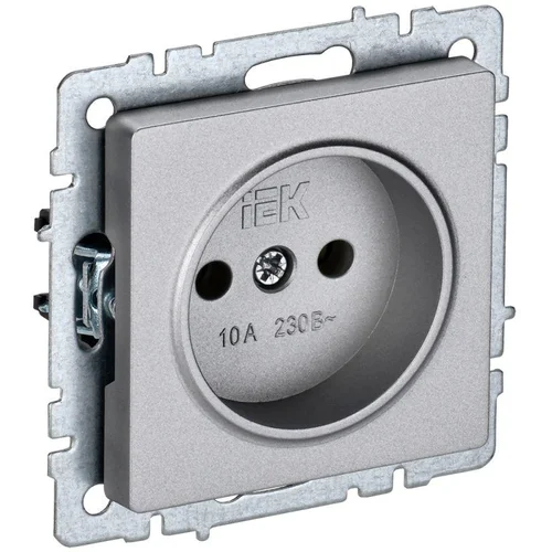 Розетка BRITE РС10-1-0-БрА 10А без заземл. без защ. шторок алюм. IEK BR-R10-10-K47
