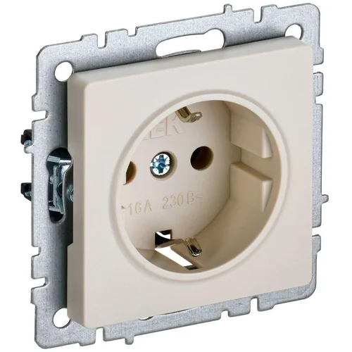 Розетка BRITE РС11-1-0-БрКр 16А с заземл. без защ. шторки беж. IEK BR-R11-16-K10