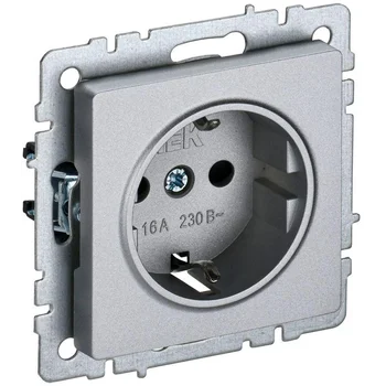 Розетка BRITE РС11-1-0-БрА 16А с заземл. без защ. шторки алюм. IEK BR-R11-16-K47