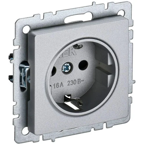 Розетка BRITE РС11-1-0-БрА 16А с заземл. без защ. шторки алюм. IEK BR-R11-16-K47