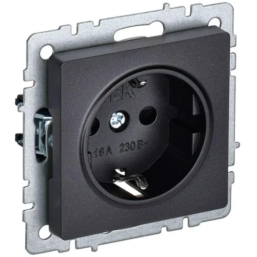 Розетка BRITE РС14-1-0-БрЧ 16А с заземл. защ. шторки черн. IEK BR-R14-16-K02