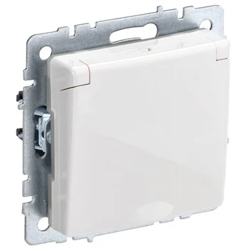 Розетка BRITE РСбш10-3-44-БрБ 16А IP44 с заземл. защ. шторки с крышкой бел. IEK BR-R16-16-44-K01