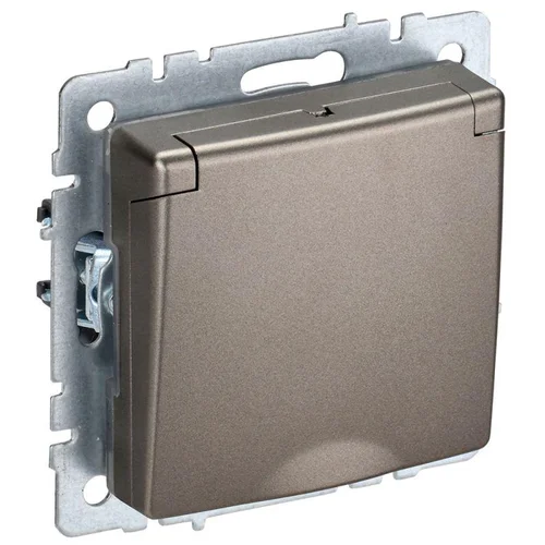 Розетка BRITE РСбш10-3-44-БрШ 16А IP44 с заземл. защ. шторки с крышкой шампань IEK BR-R16-16-44-K37