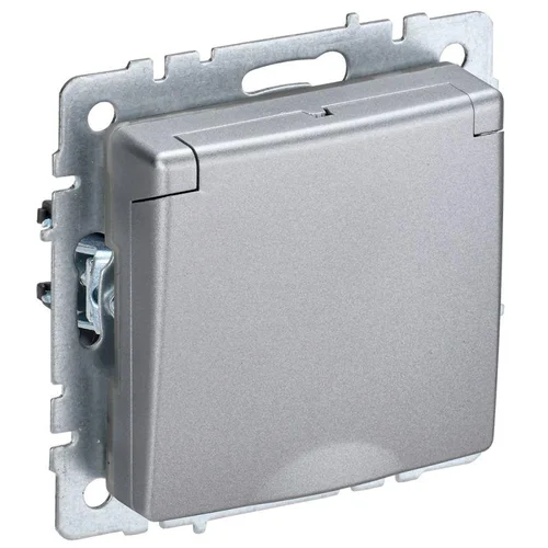 Розетка BRITE РСбш10-3-44-БрА 16А IP44 с заземл. защ. шторки с крышкой алюм. IEK BR-R16-16-44-K47