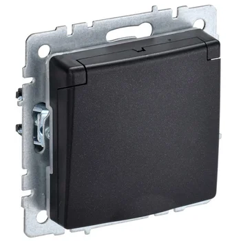 Розетка BRITE РСбш10-3-БрЧ 16А IP20 с заземл. защ. шторки с крышкой черн. IEK BR-R16-16-K02