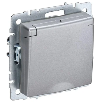 Розетка BRITE РСбш10-3-БрА 16А IP20 с заземл. защ. шторки с крышкой алюм. IEK BR-R16-16-K47