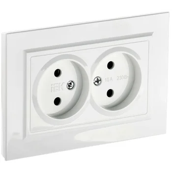 Розетка 2-м СП BRITE РС12-2-БрБ 10А в сборе без заземл. без защ. шторок бел. IEK BR-R20-10-K01-F