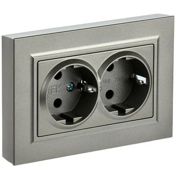 Розетка 2-м СП BRITE РС12-3-БрШ 16А в сборе с заземл. без защ. шторок шампань IEK BR-R21-16-K37-F