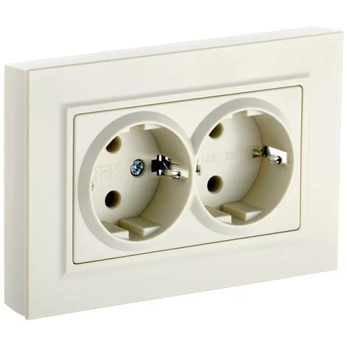 Розетка 2-м СП BRITE РСш12-3-БрКр 16А в сборе с заземл. защ. шторки беж. IEK BR-R24-16-K10-F