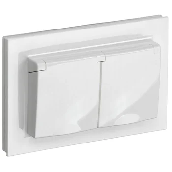 Розетка 2-м СП BRITE РСбш12-3-44-БрБ 16А в сборе IP44 с крышкой бел. IEK BR-R26-16-44-K01-F