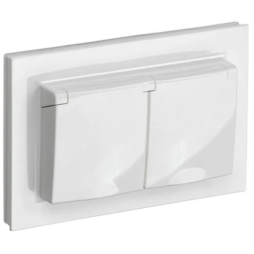 Розетка 2-м СП BRITE РСбш12-3-44-БрБ 16А в сборе IP44 с крышкой бел. IEK BR-R26-16-44-K01-F