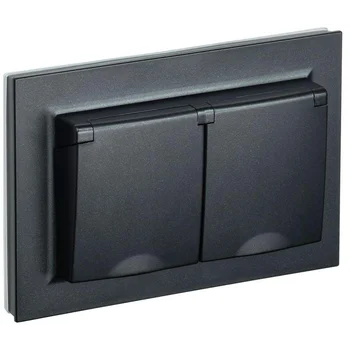 Розетка 2-м СП BRITE РСбш12-3-44-БрЧ 16А в сборе IP44 с крышкой черн. IEK BR-R26-16-44-K02-F