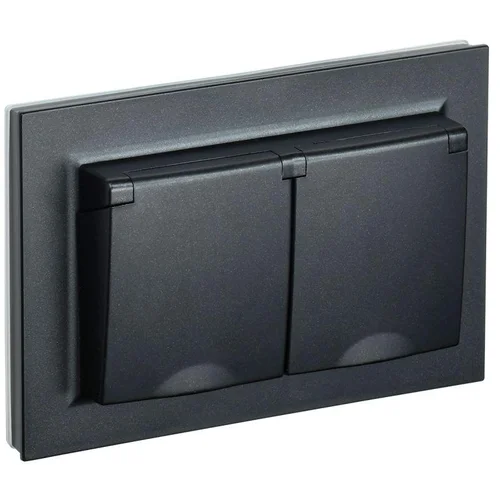 Розетка 2-м СП BRITE РСбш12-3-44-БрЧ 16А в сборе IP44 с крышкой черн. IEK BR-R26-16-44-K02-F