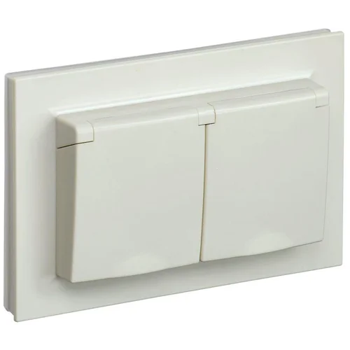 Розетка 2-м СП BRITE РСбш12-3-44-БрКр 16А в сборе IP44 с крышкой беж. IEK BR-R26-16-44-K10-F