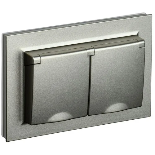 Розетка 2-м СП BRITE РСбш12-3-44-БрШ 16А в сборе IP44 с крышкой шампань IEK BR-R26-16-44-K37-F