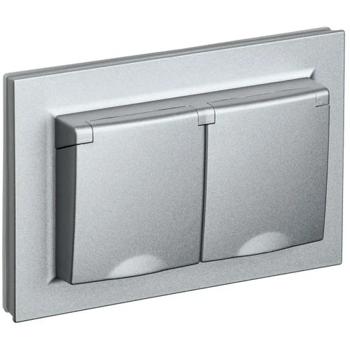 Розетка 2-м СП BRITE РСбш12-3-44-БрА 16А в сборе IP44 с крышкой алюм. IEK BR-R26-16-44-K47-F