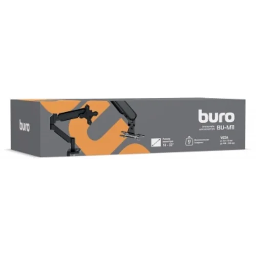 Кронштейн для мониторов ЖК Buro BU-M11 черный 17"-32" макс.10кг крепление к столешнице поворот и нак