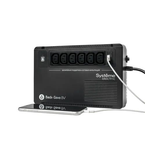 ИБП Back-Save BV Systeme Electric 400 ВА, автоматическая регулировка напряжения, 3 розетки Schuko, 230 В, 1 USB Type-A