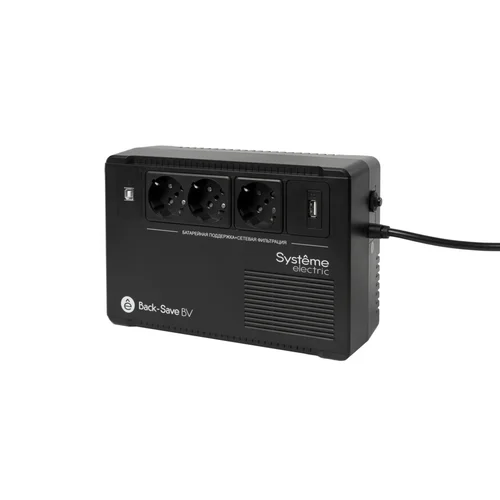 ИБП Back-Save BV Systeme Electric 400 ВА, автоматическая регулировка напряжения, 3 розетки Schuko, 230 В, 1 USB Type-A