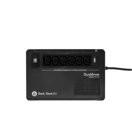 ИБП Back-Save BV Systeme Electric 600 ВА, автоматическая регулировка напряжения, 6 розеток С13, 230 В, 1 USB Type-A