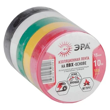 Изолента ПВХ 15ммх10м 5цветов (уп.5шт) ЭРА C0038781