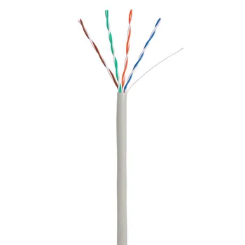 Кабель NETLAN U/UTP 4 пары, Кат.5e, 100МГц, одножильный, CCA (омедненный алюминий), внутренний, PVC нг(B), серый, 305м